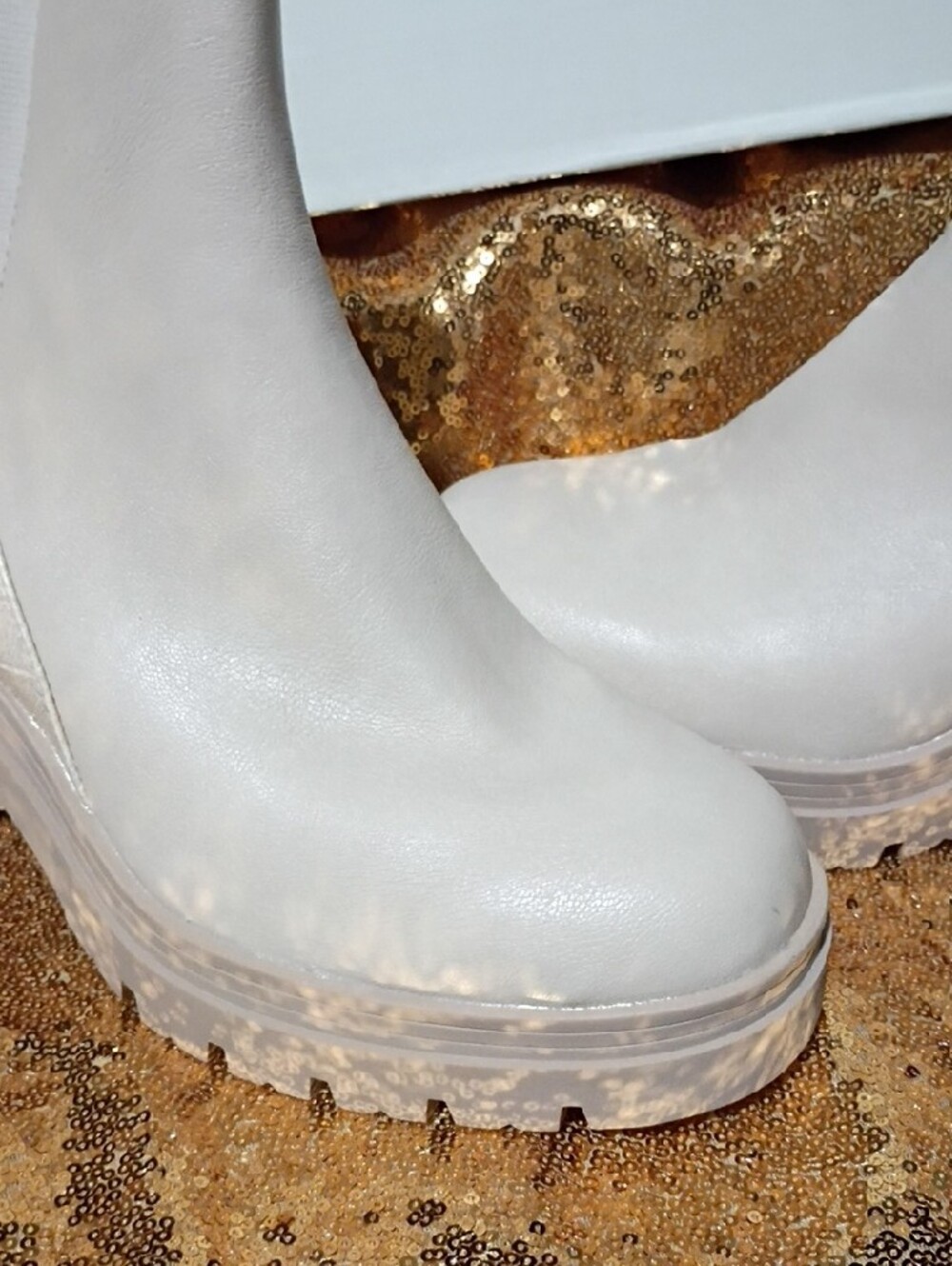 Sun + Stone Off-White/Cream Platform Chelsea Bootie - Picture 3 of 6